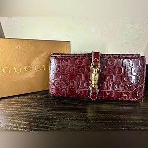 GUCCI Jackie W/ Hook Folio Long Wallet EUC